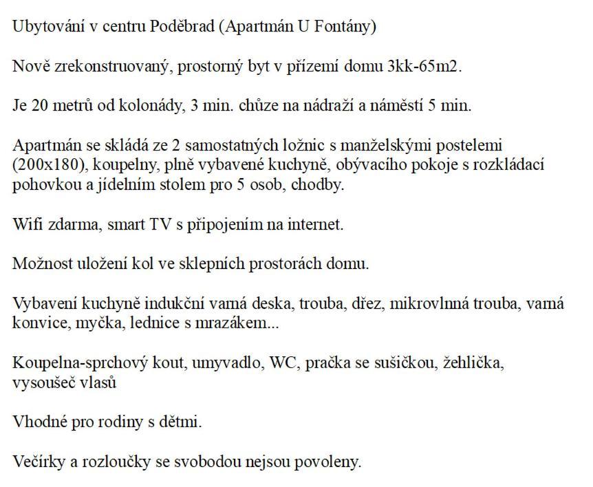 Apartmán u Fontány Poděbrady Esterno foto