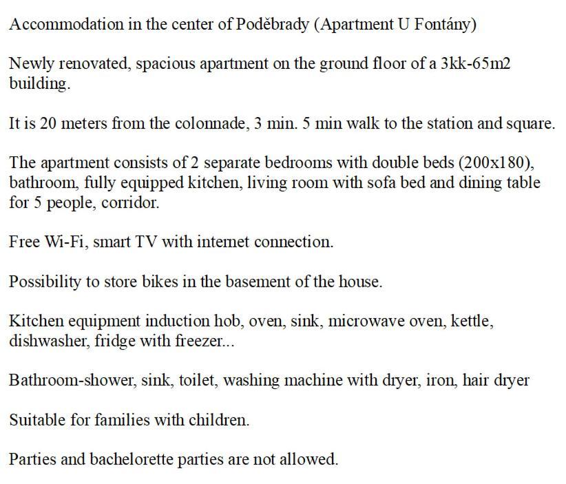 Apartmán u Fontány Poděbrady Esterno foto